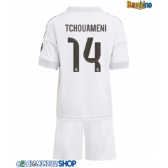Maglie da calcio Real Madrid Aurelien Tchouameni #14 Prima Maglia Bambino 2025-26 Manica Corta + Pantaloni corti)